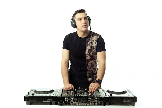 Portrait of a young DJ isolated