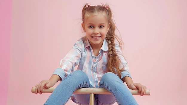 Portrait of Young Girl Sitting on Tricycle Outdoors