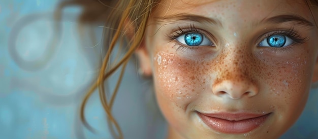 Portrait of Young Girl With Blue Eyes