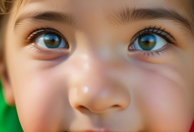 Portrait of a young girl with the color of the eyes of the flag of Jordan