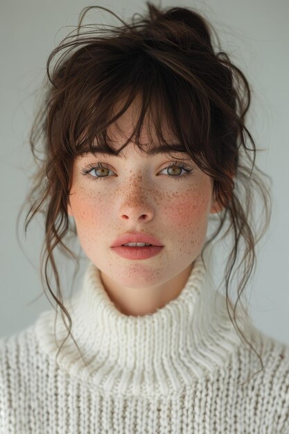 portrait of a young girl with makeup in the studio