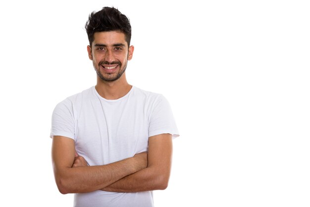 Portrait of young handsome bearded Persian man