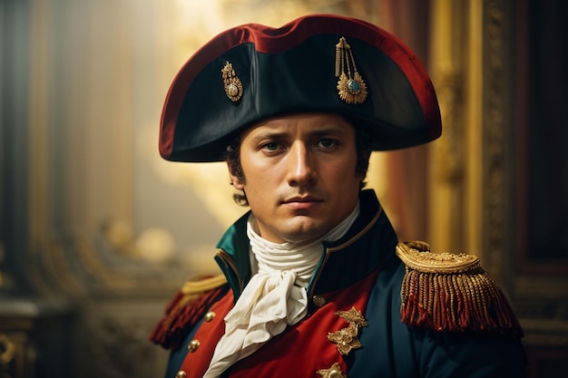 Photo portrait of a young man dressed as a french royal guard