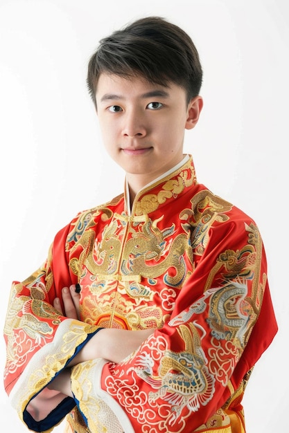 Portrait of a young man in traditional Chinese emperor robes