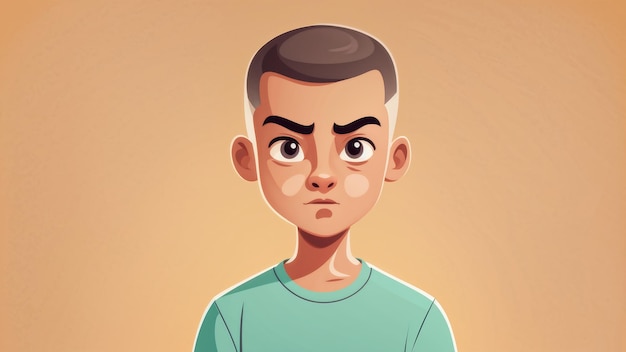 Portrait Of A Young Man Vector Illustration In Cartoon Style