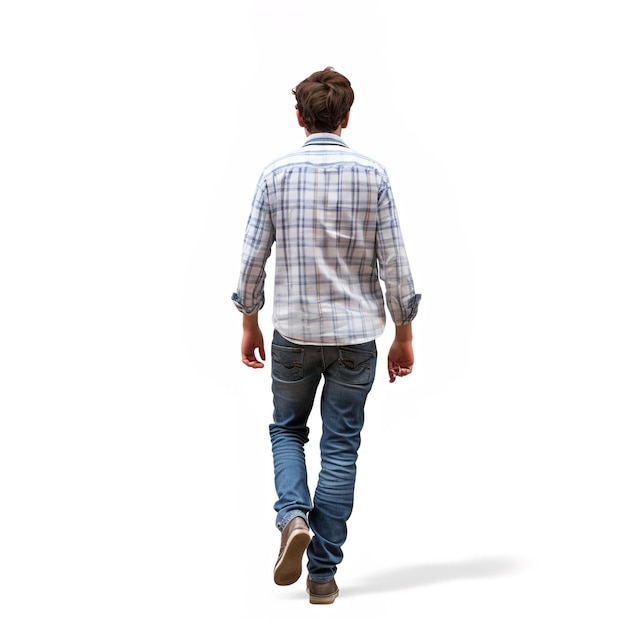 portrait of a young man walking back view