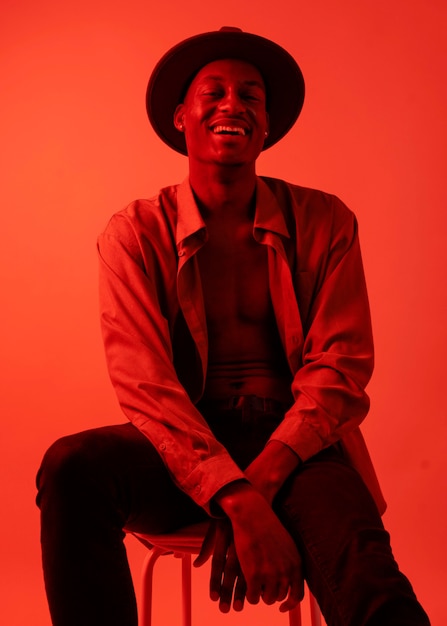 Portrait young man wearing hat