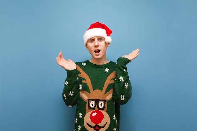 portrait young man with Christmas hat