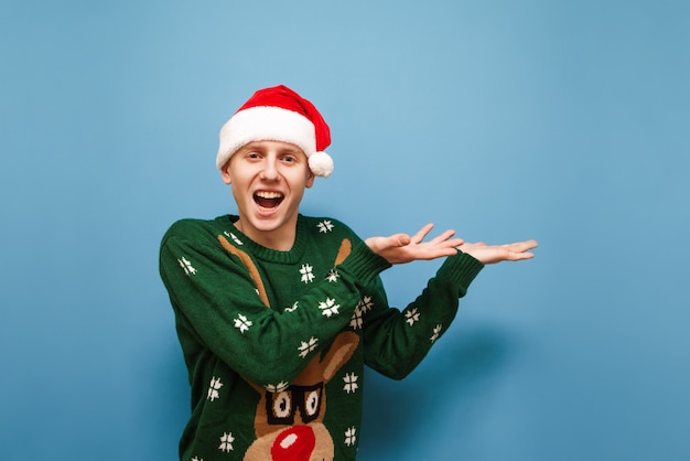 portrait young man with Christmas hat