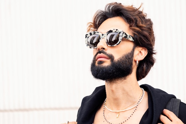 Portrait of young man with fashionable sunglasses