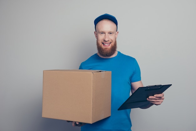 Portrait of young man working as delivery courier