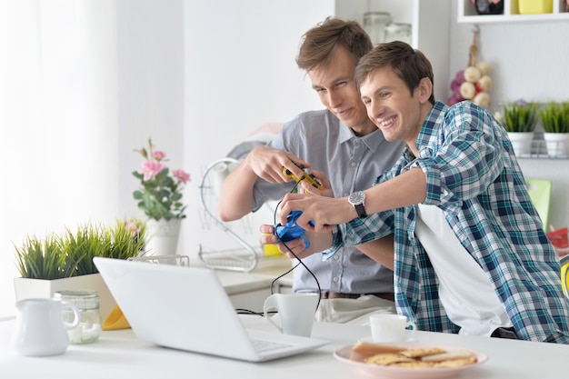 Portrait of a young men playing computer games