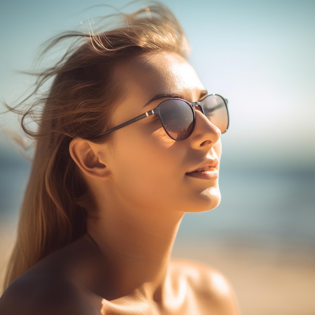 Portrait of a Young Pretty Girl at the Beach