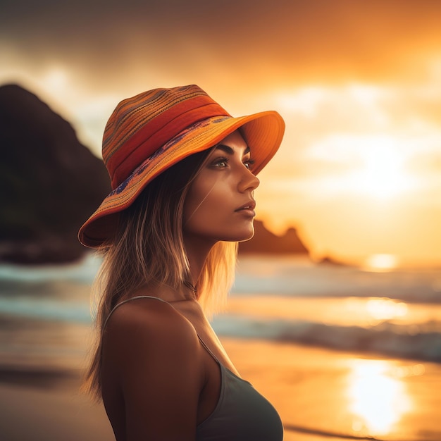 Portrait of a Young Pretty Girl at the Beach