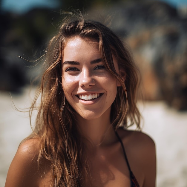 Portrait of a Young Pretty Girl at the Beach