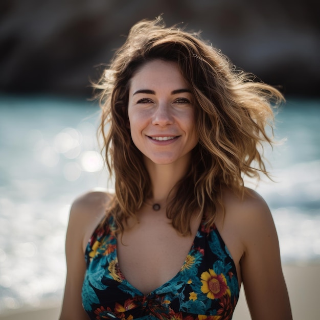 Portrait of a Young Pretty Girl at the Beach