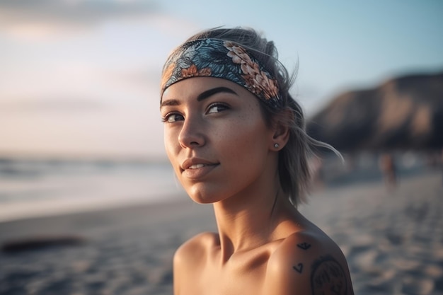 Portrait of a Young Pretty Girl at the Beach