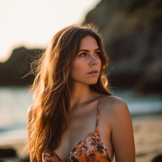 Portrait of a Young Pretty Girl at the Beach