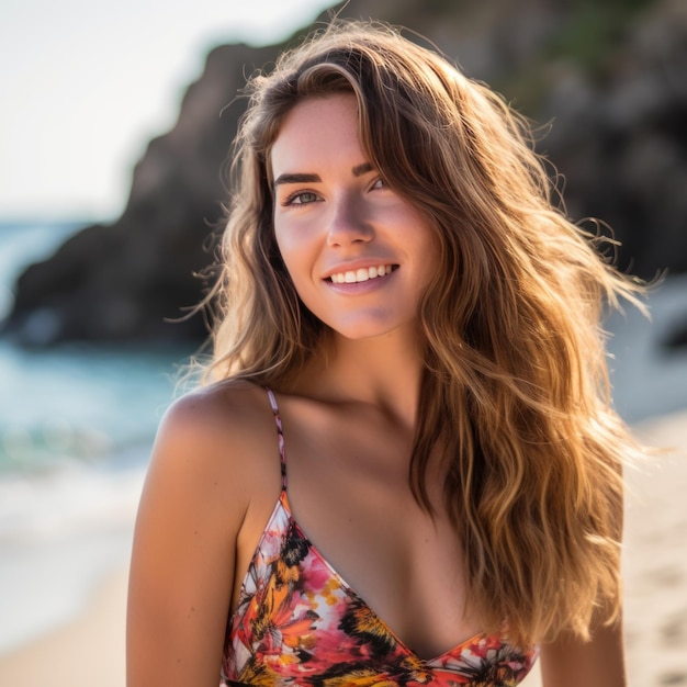 Portrait of a Young Pretty Girl at the Beach