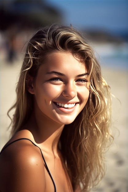 Portrait of a Young Pretty Girl at the Beach