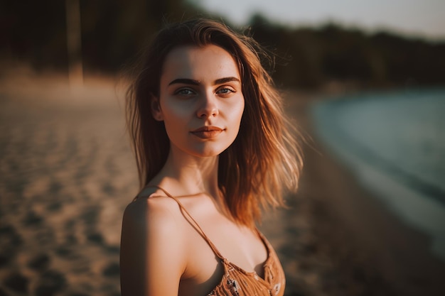 Portrait of a Young Pretty Girl at the Beach