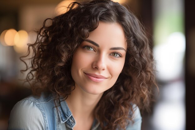 Portrait of young pretty girl at indoors