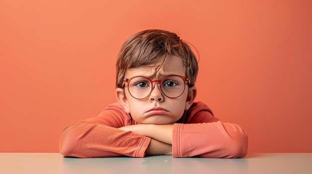 Photo portrait of young student wearing glasses looking