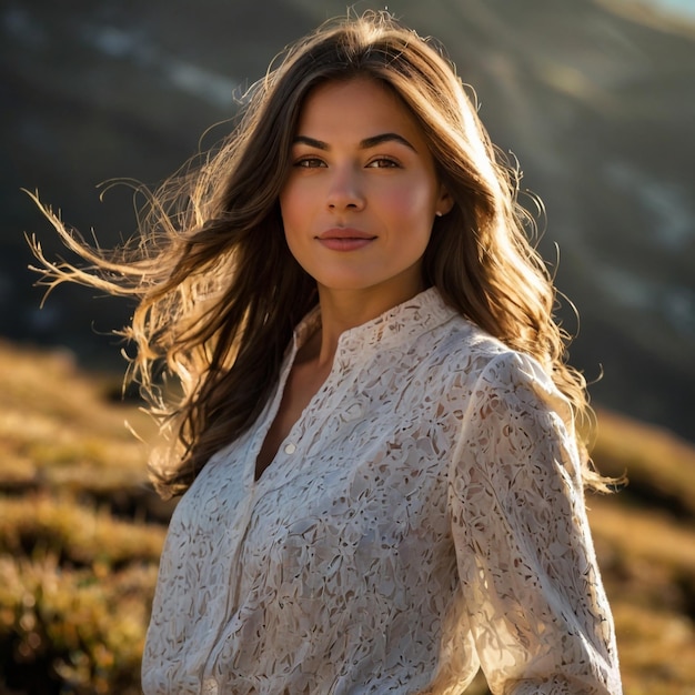 Photo portrait young woman floral background natural beauty graceful elegance flowers female portrai