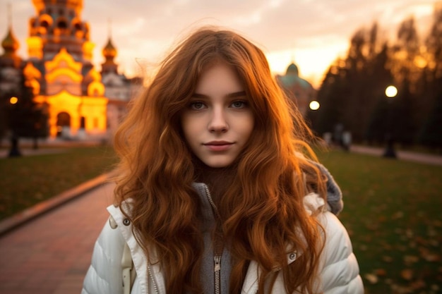 Portrait of young woman gesturing while standing against abstract background