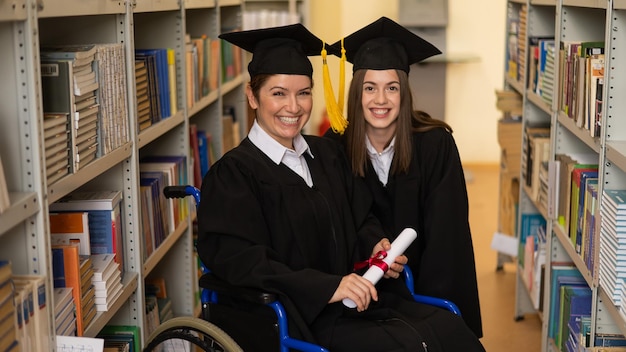 Portrait of young woman in graduation