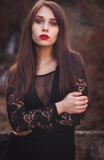 Portrait of a young woman posing