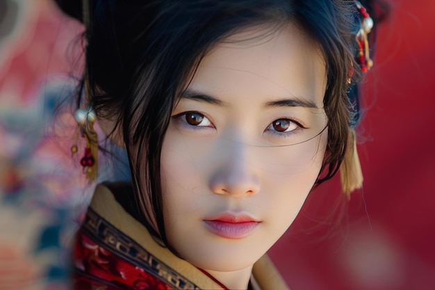 Portrait of a young woman in traditional asian attire