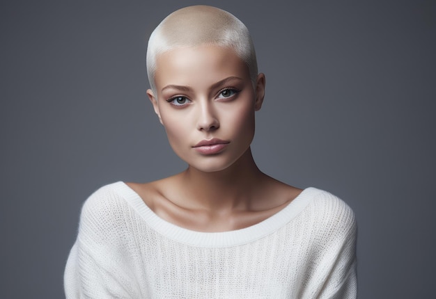 Portrait of a young woman who survived cancer