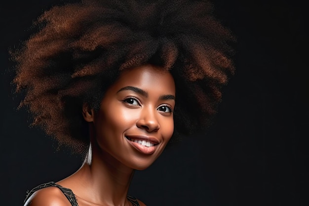 A portrait of a young woman with afro hair Generative AI