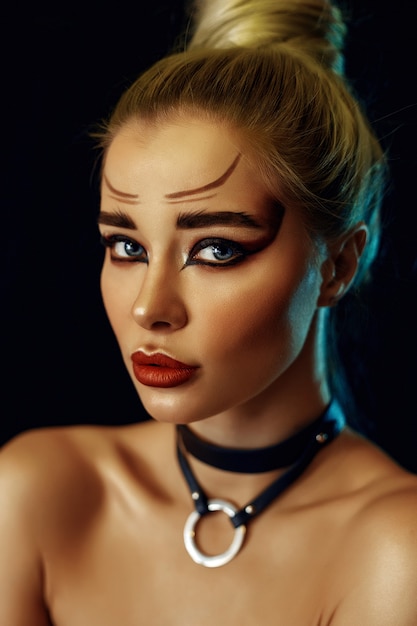 Portrait of young woman with beautiful professional make up