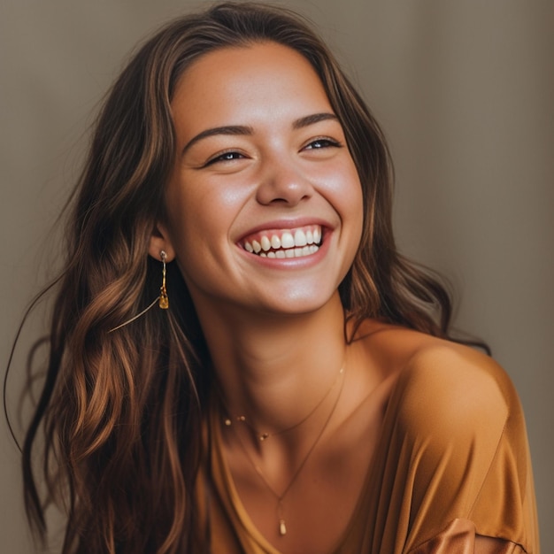 Portrait of a young woman with beautiful smile Generative AI