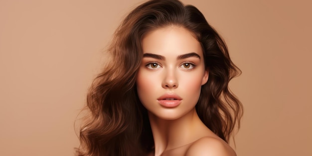 Portrait of a young woman with natural makeup and natural styling