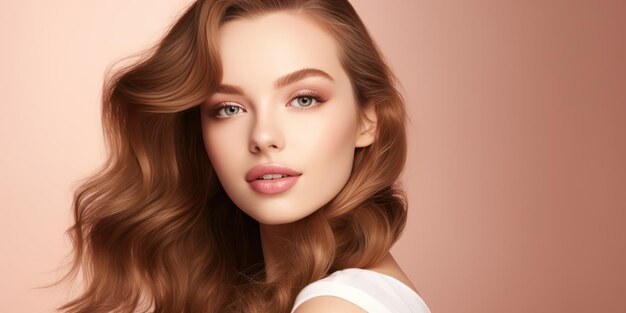 Portrait of a young woman with natural makeup and natural styling