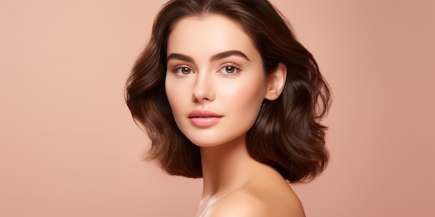 Portrait of a young woman with natural makeup and natural styling