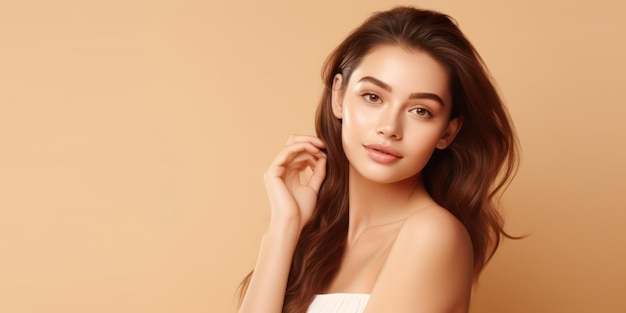 Portrait of a young woman with natural makeup and natural styling