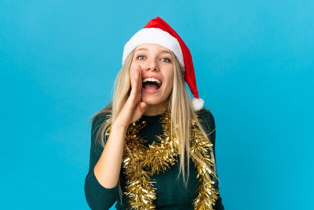 portrait young woman with santa hat