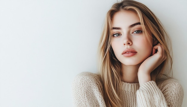 Photo portrait of a young women posing and looking at camera