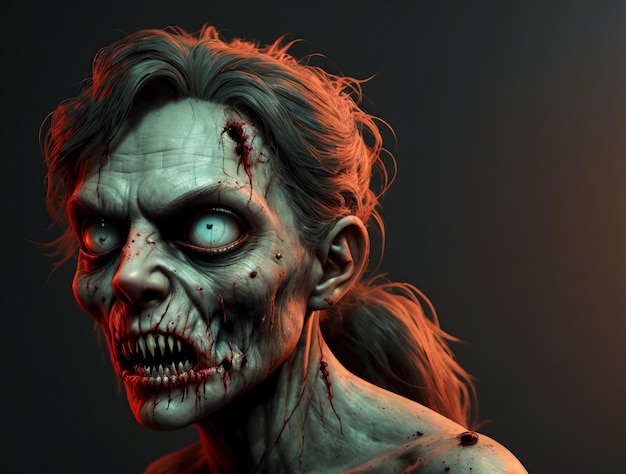 Portrait of a zombie woman Generative AI