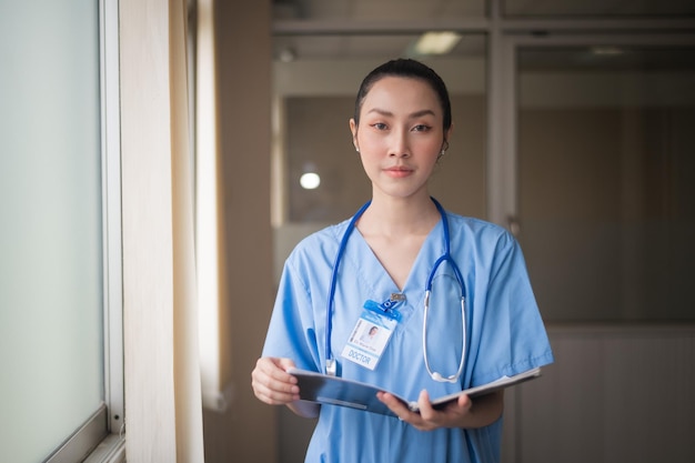 Portraits Asian doctor women working in hospital female doctor in lab