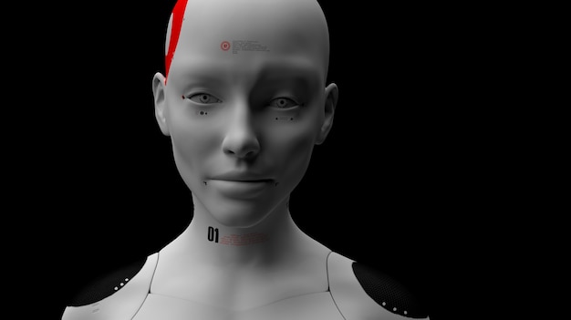 Portraits of a female robot. concept of robotics and artificial intelligence