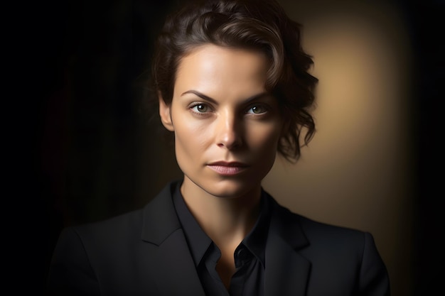 A portraitstyle shot of a businesswoman in professional attire looking directly at the camera with confidence Generative Ai