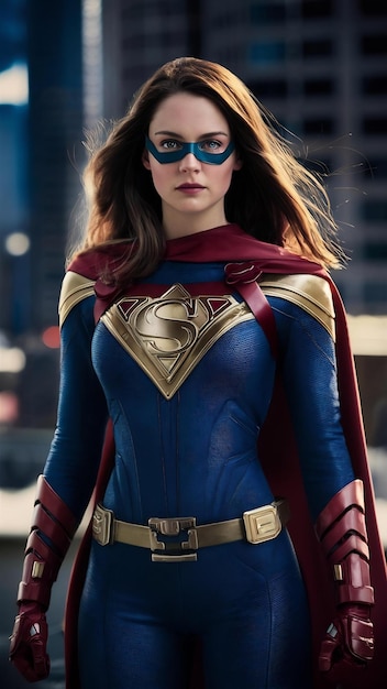 Photo portrt of woman wearing cool superhero suit