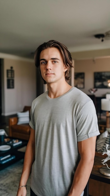 Portrt of young man standing at home