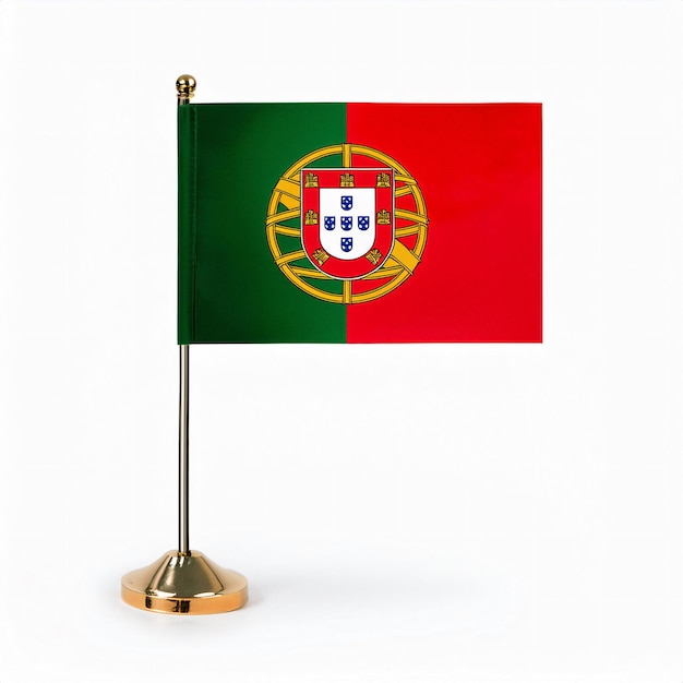 Photo portugal flag flying on stand isolated on white background