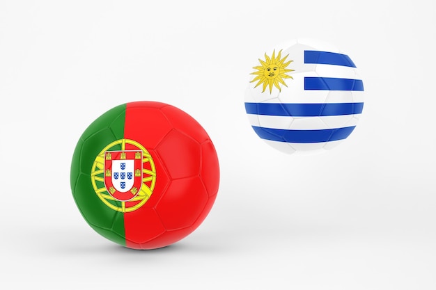 Portugal VS Uruguay In White Background